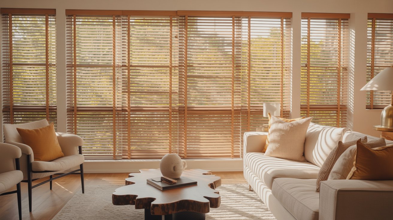 Modern Calgary living room interior featuring newly installed custom blinds.